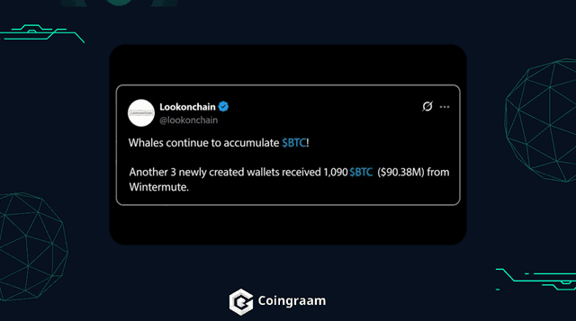 انباشت بیتکوین توسط نهنگ ناشناس با انتقال ۹۰ میلیون دلار